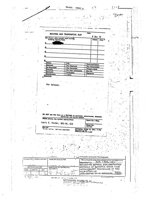 First page of NSAUFO - Routing Slip UFO Iran