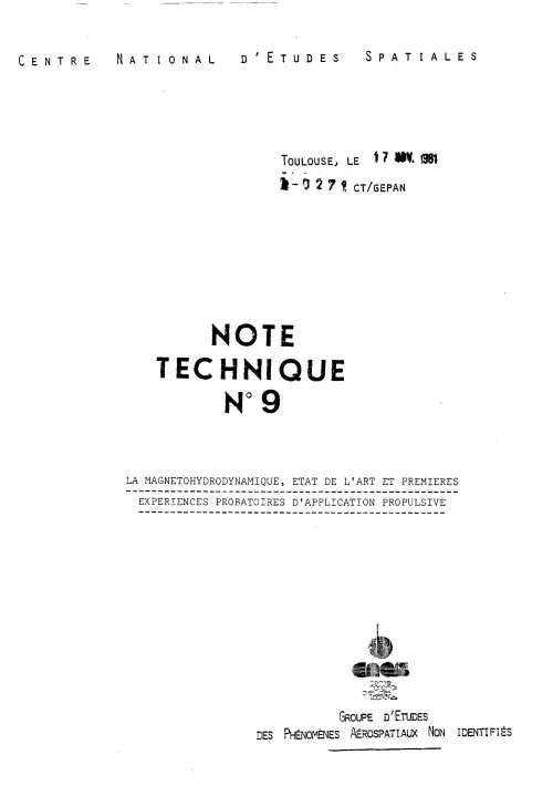 First page of FrenchUFOFiles - note_tech_9