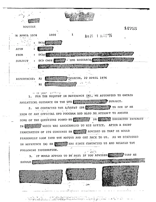 First page of CIAUFO - DCD CASE (DELETED) - UFO RESEARCH (DELETED)