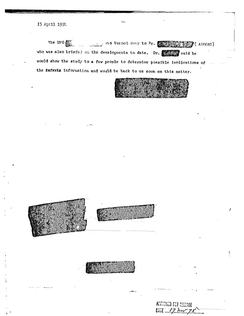 First page of CIAUFO - THE UFO STUDY WAS TURNED OVER AND PERSON WAS ALSO BRIEFED