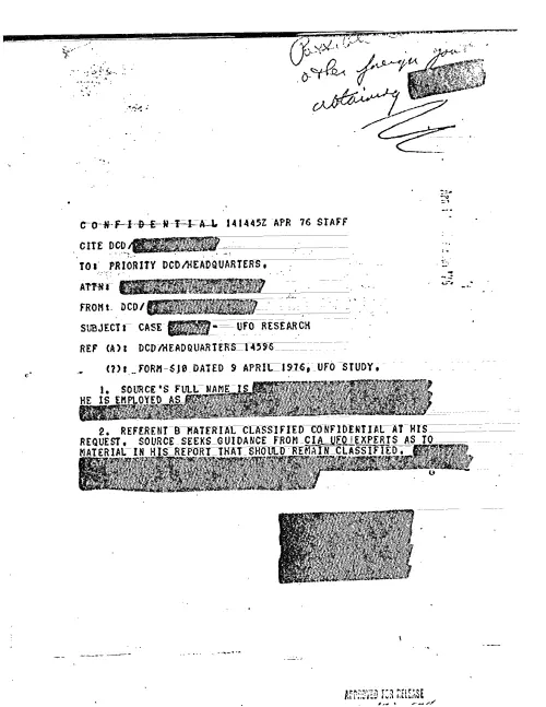 First page of CIAUFO - CASE (DELETED) - UFO RESEARCH