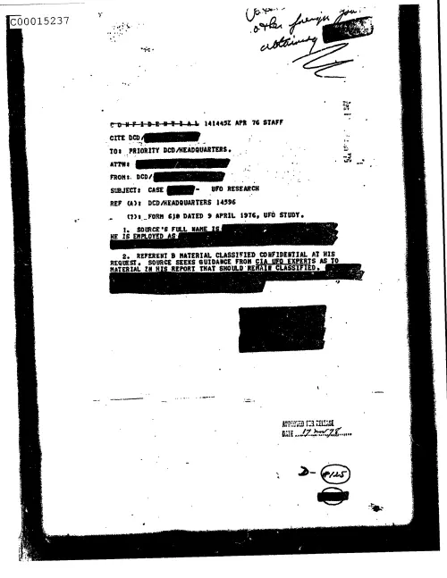 First page of CIAsX-Files-2015UFORelease - CASE (DELETED) - UFO RESEARCH DOC_0005515625