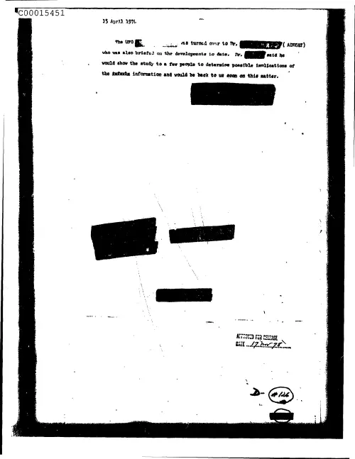 First page of CIAUFO - UntitledtheUfoStudyWasTurnedOverAndPersonWasAlsoBriefedOnTheDevelopmentsToDateDoc_0005516112