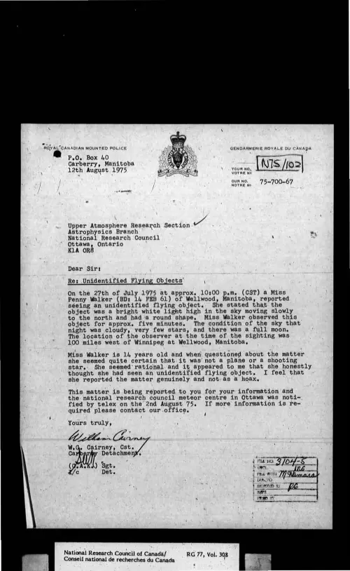First page of CanadaUFO - Canada - FOIA Part 09 - Pages 2401-2700