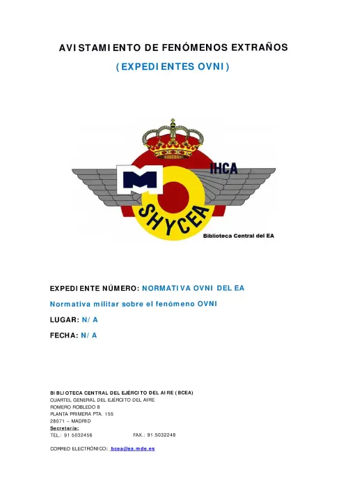 First page of SpanishUFOFiles - normativa_ovni_(08-11-1996)