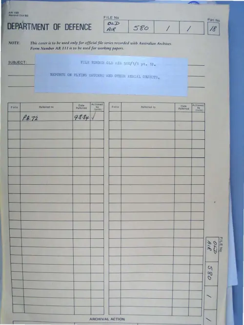 First page of AustralianUFOFiles - A703_580-1-1_Part 18_646576