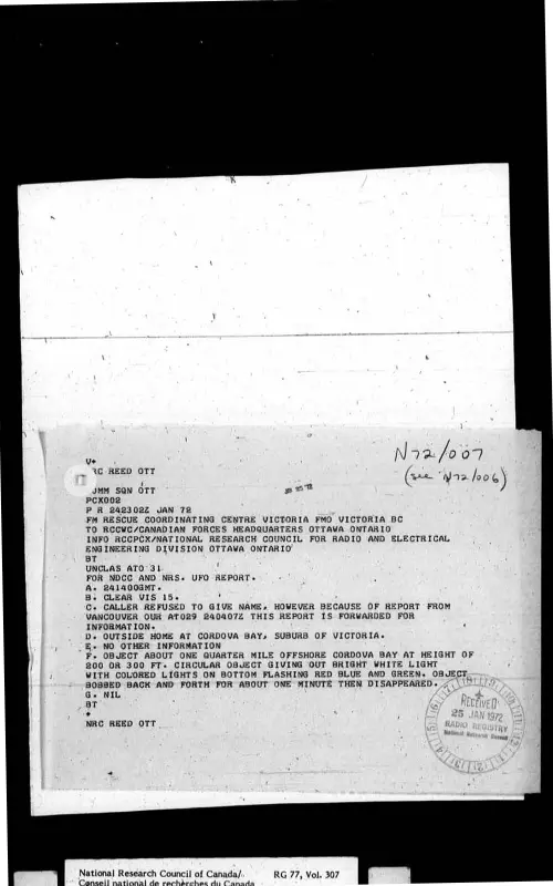 First page of CanadaUFO - Canada - FOIA Part 06 - Pages 1501-1800