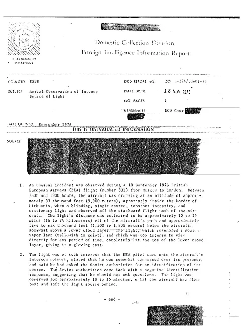 First page of CIAUFO - AERIAL OBSERVATION OF INTENSE SOURCE OF LIGHT