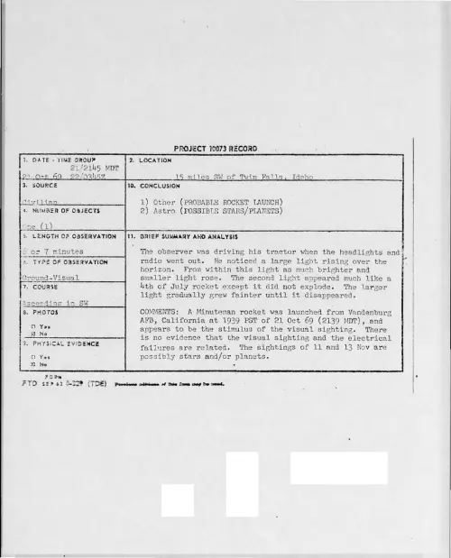 First page of 1969-10-7444512-15milesSWOfTwinFalls-Idaho