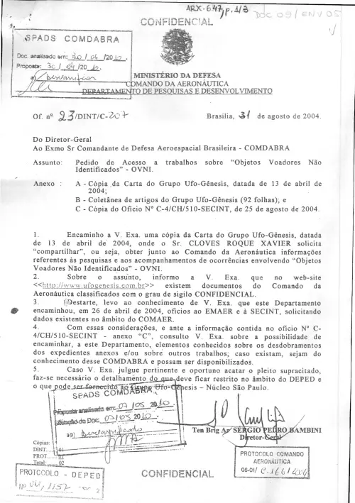 First page of BrazilianUFOFiles - BR_AN_BSB_ARX_647 BR_AN_BSB_ARX_647