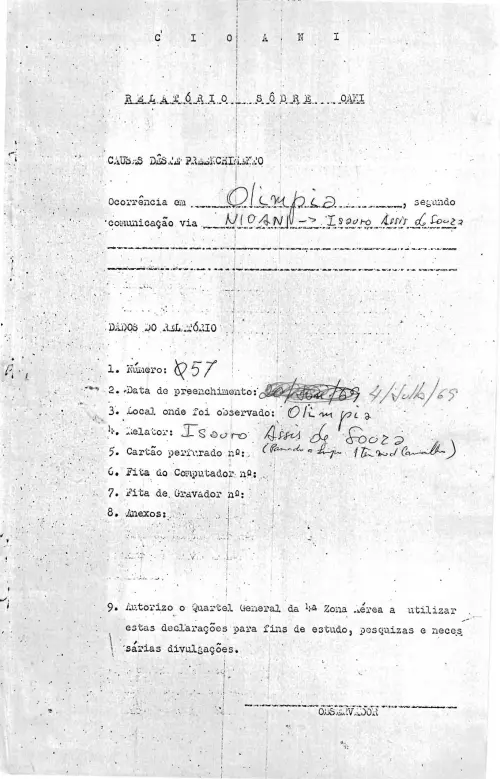 First page of BrazilianUFOFiles - CASO SIOANI 57 Caso SIOANI 057