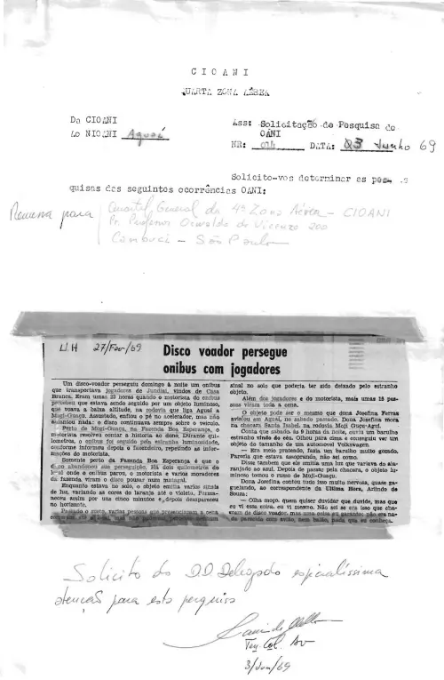 First page of BrazilianUFOFiles - CASO SIOANI 79 Caso SIOANI 079
