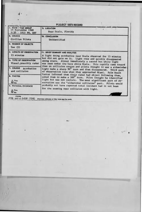 First page of 1968-09-9677987-NearOcala-Florida