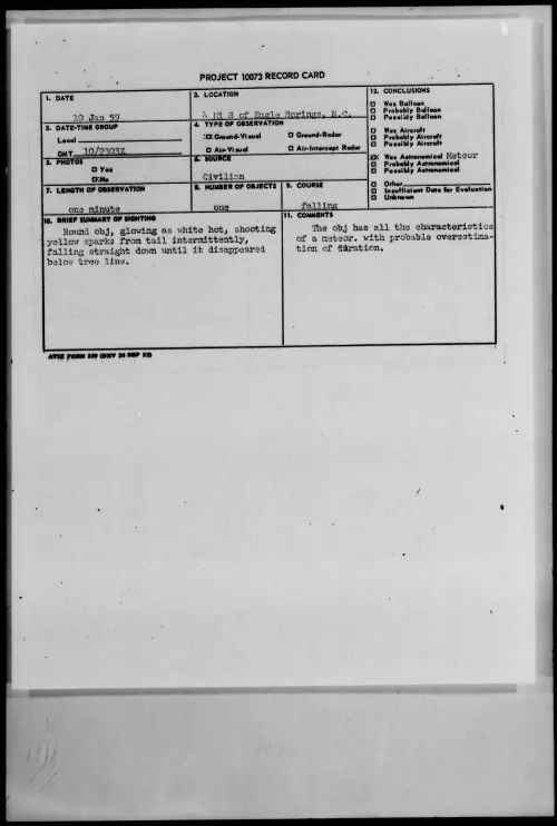 First page of 1959.01 - 9078794 - 4 Mi S of Eagle Springs, N.C