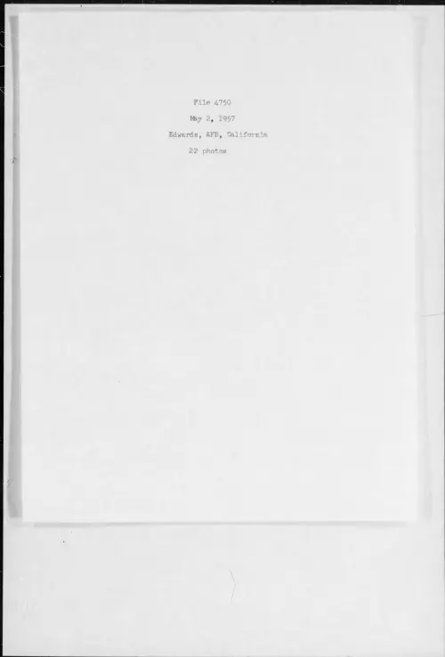First page of 1957.05 - 6974135 - Edwards AFB, California (#4750)