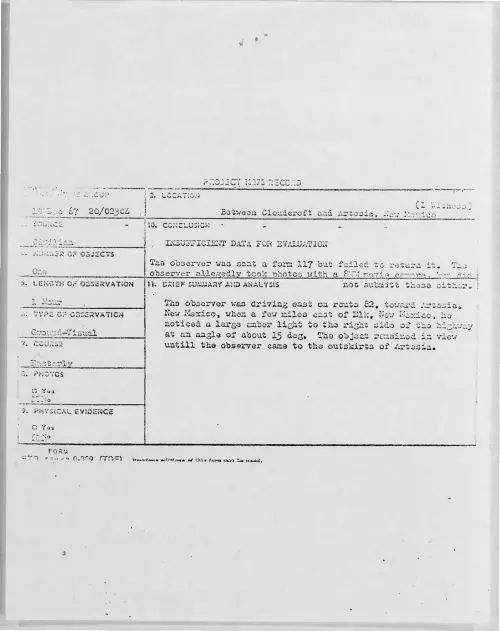 First page of 1967-12-6888550-BetweenCloudcroftAndArtesia-NewMexico