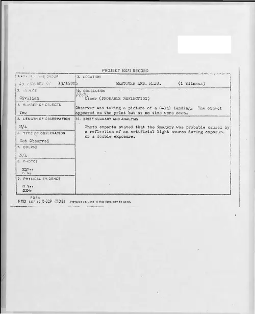 First page of 1967-01-8534803-WESTOVERAFB-MASS