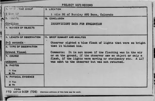 First page of 1967-12-6977736-1MileNEOfBuckleyANGBase-Colorado