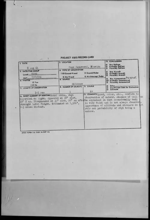 First page of 1961.08 - 8298552 - Cape Canaveral, Florida