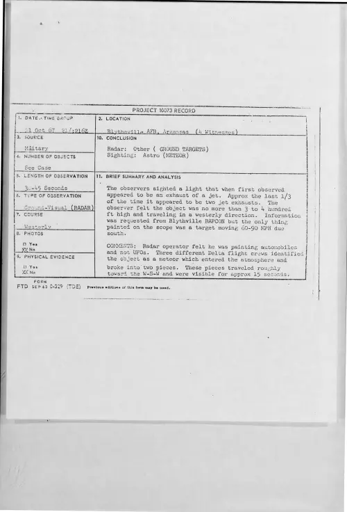 First page of 1967-10-7285624-BlythevilleAFB-Arkansas