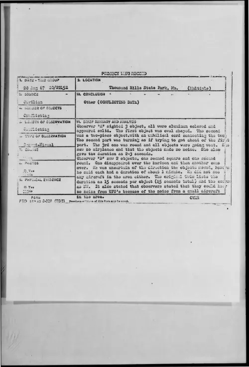 First page of 1967-08-7406108-ThousandHillsStatePark-Mo