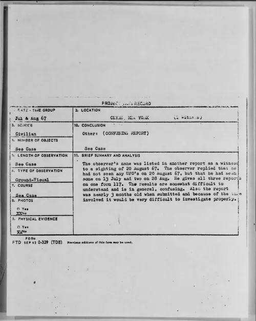 First page of 1967-07-7367498-Clyde-NewYork