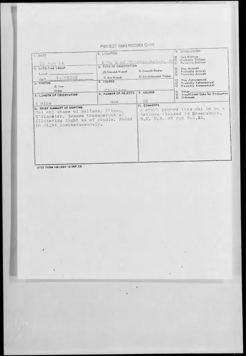 First page of 1958.02 - 6961604 - 1 Mi S of Winston-Salem, NC