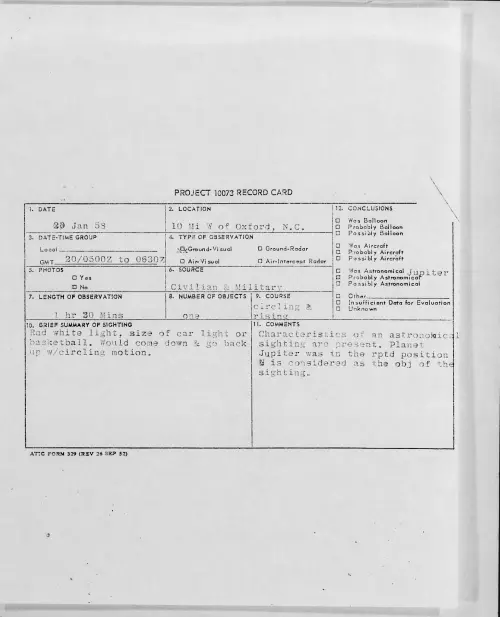 First page of 1958.01 - 6958904 - 10 Mi W of Oxford, N.C