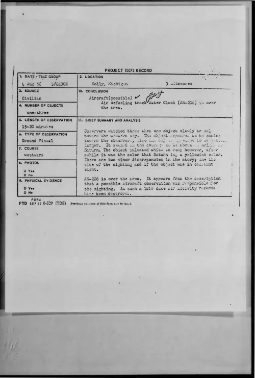First page of 1966-08-8726631-Holly-Michigan