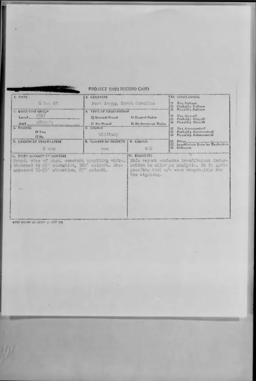 First page of 1960.12 - 8602808 - Fort Bragg, North Carolina