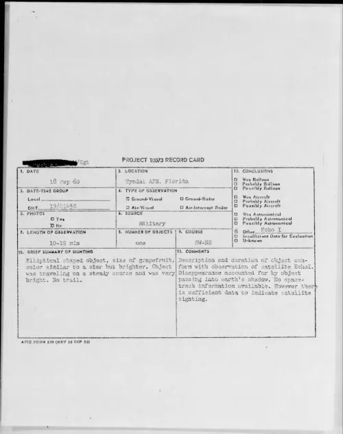 First page of 1960.09 - 8229724 - Tyndal AFB, Florida