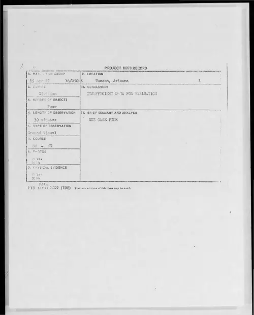 First page of 1967-04-7453436-Tuscon-Arizona