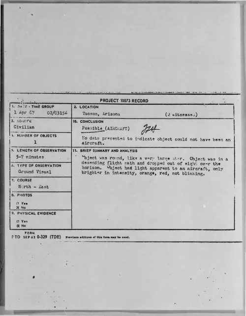 First page of 1967-04-7470848-Tucson-Arizona
