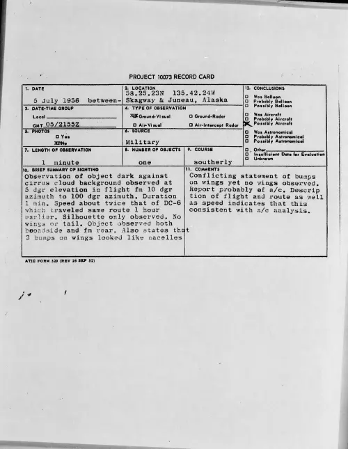 First page of 1956.07 - 6786819 - 58.25.23N 135.42.24W Skagway and Juneau, Alaska