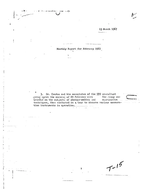 First page of CIAUFO - MONTHLY REPORT FOR FEBRUARY 1967