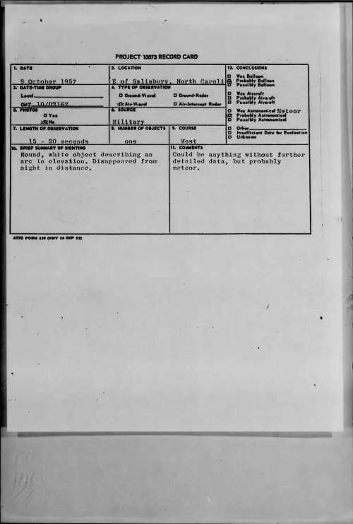 First page of 1957.10 - 6971412 - E of Salisbury, North Carolina