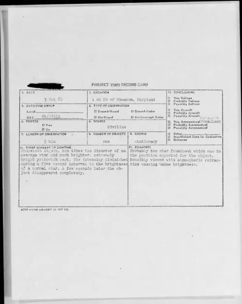 First page of 1960.10 - 8232826 - 1 Mi NW of Wheaton, Maryland