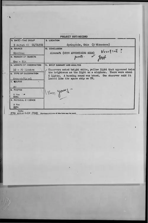 First page of 1966-08-8726804-Springdale-Ohio