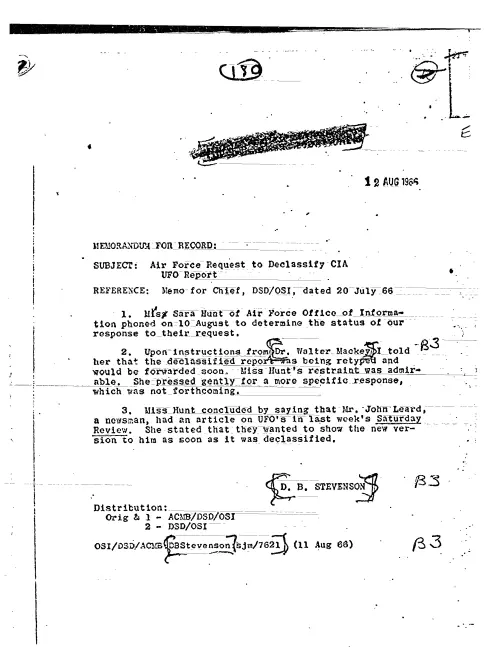 First page of CIAUFO - AIR FORCE REQUEST TO DECLASSIFY CIA UFO REPORT 2