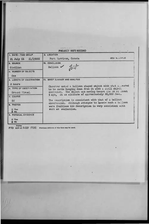 First page of 1966-07-8724251-PortHarrison-Canada