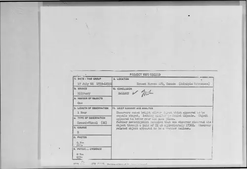 First page of 1966-07-8291245-ErnestHarmonAFB-Canada