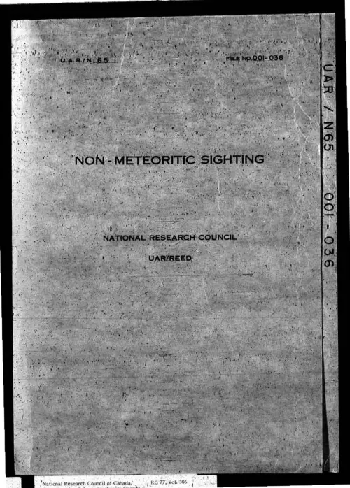 First page of CanadaUFO - Canada - FOIA Part 01 - Pages 1-300