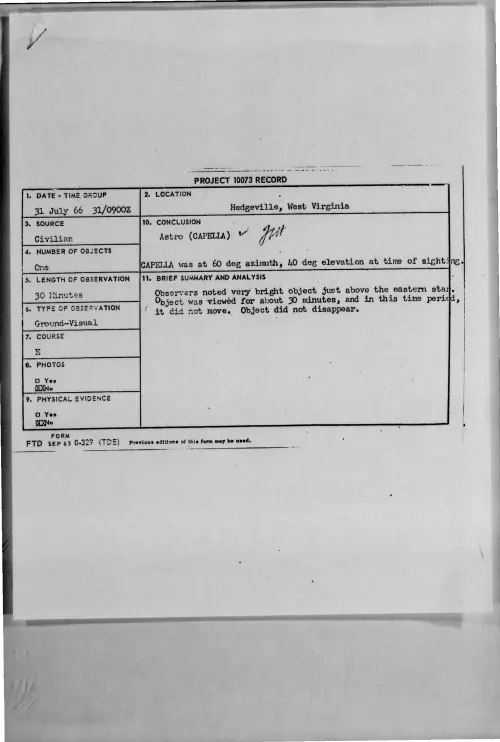 First page of 1966-07-8724981-Hedgeville-WestVirginia