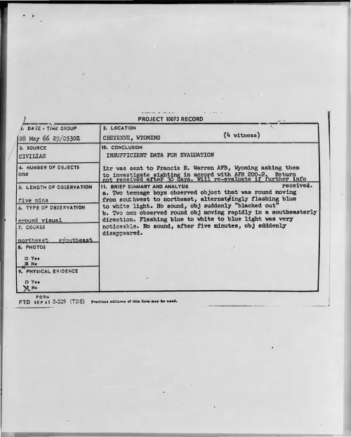 First page of 1966-05-7092579-CHEYENNE-WYOMING
