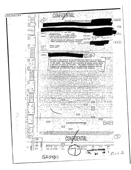 First page of CIAUFO - ExploitationOfMetallicFragmentFromUnidentifiedFlyingObjectDoc_0005517743