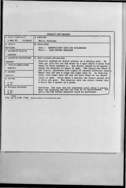 First page of 1966-05-7091809-Holly-Michigan