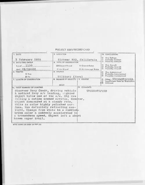 First page of 1955.02 - 6967512 - Miramar NAS, California