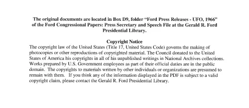 First page of FordUFOFiles - Ford Press Releases  - UFO, 1966