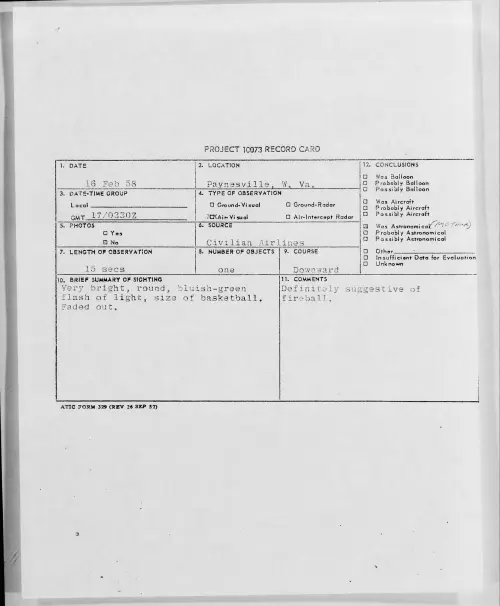 First page of 1958.02 - 6960755 - Paynesville, W. Va