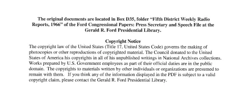 First page of FordUFOFiles - Fifth District Weekly Radio Reports, 1966